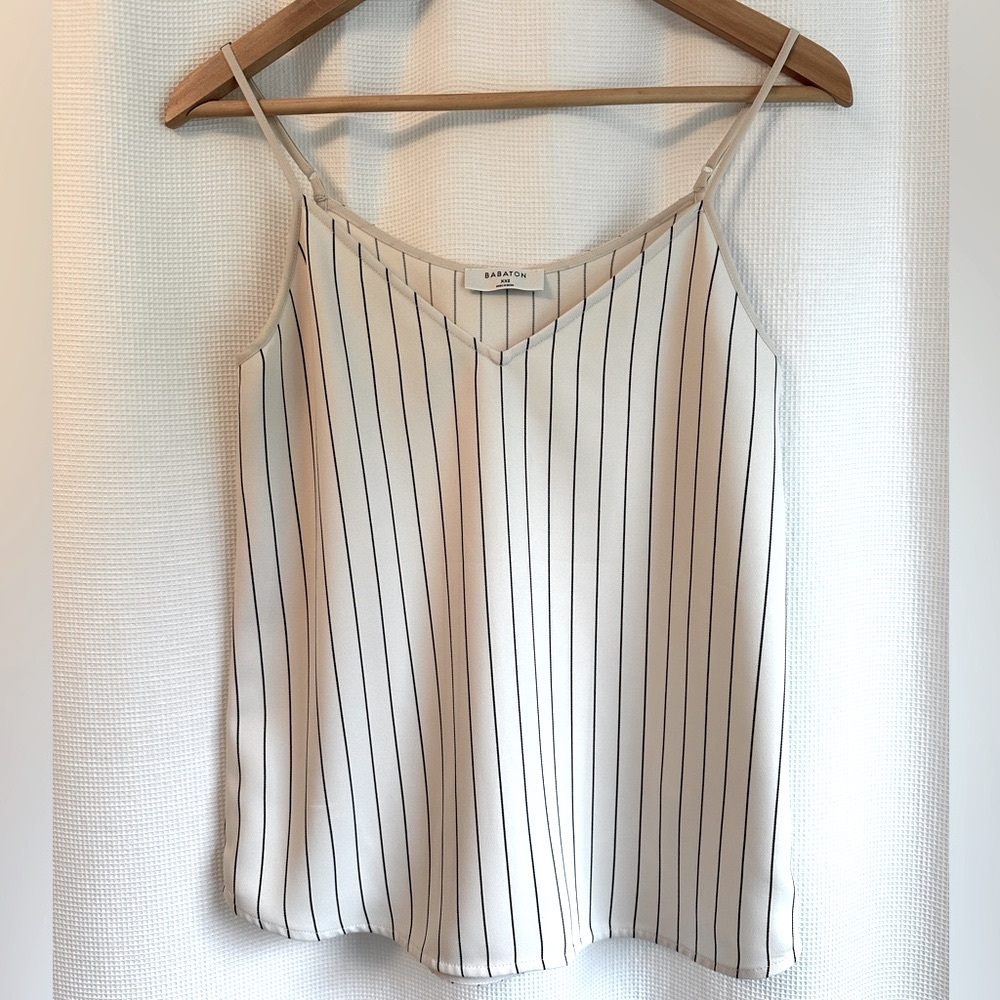 Babaton Cream & Black Striped V-Neck Spaghetti Strap Camisole, NWOT, XXS